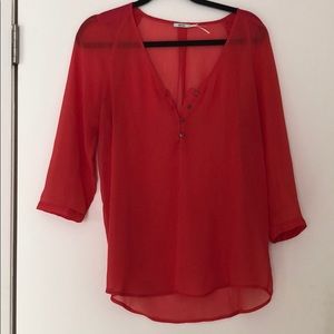 Kimchi Blue Coral 3/4 Sheer Blouse